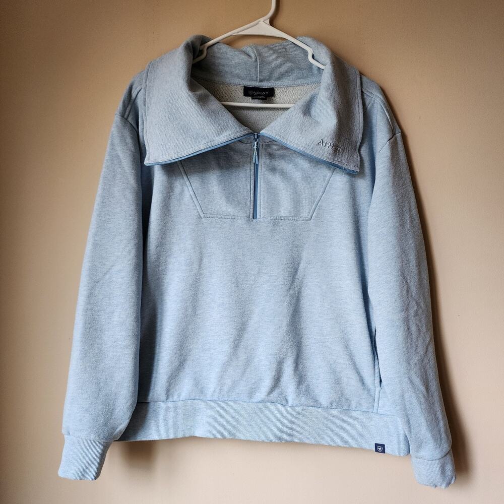 Ariat 1/2 Zip Sweatshirt Womens Size XXL Blue Solid Sweater Pullover Pockets